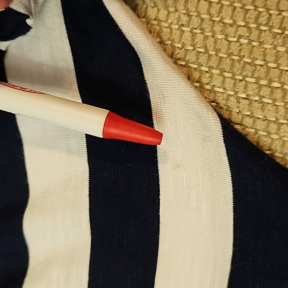 Soft Surroundings Adrift Top Women's M Navy White Stripes Tie Sleeves Nautical - Picture 11 of 11